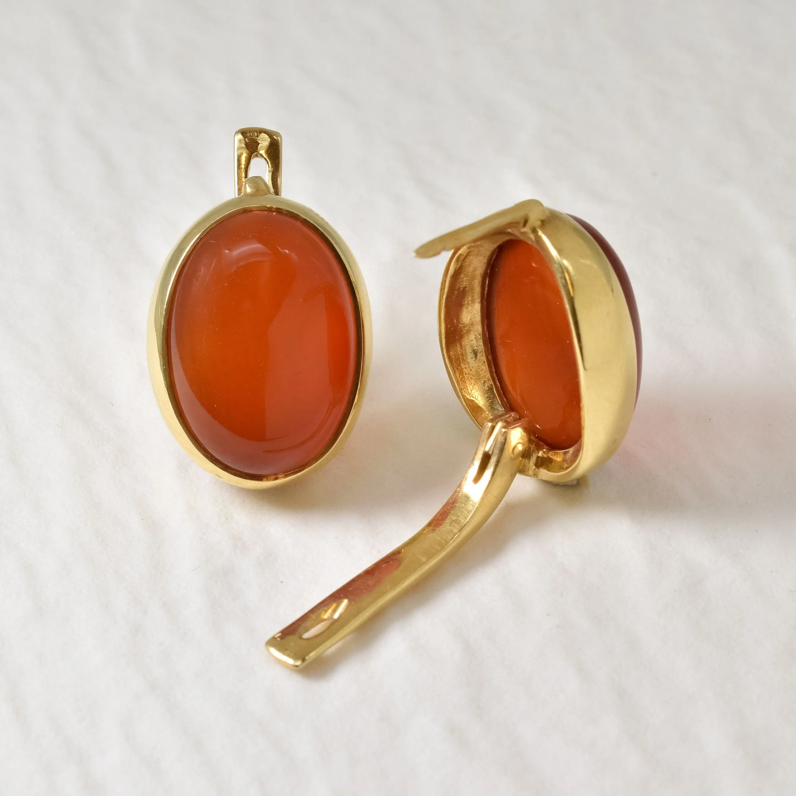 Gold Carnelian Earrings - Red AgateEarrings - Bezel Statement Earrings