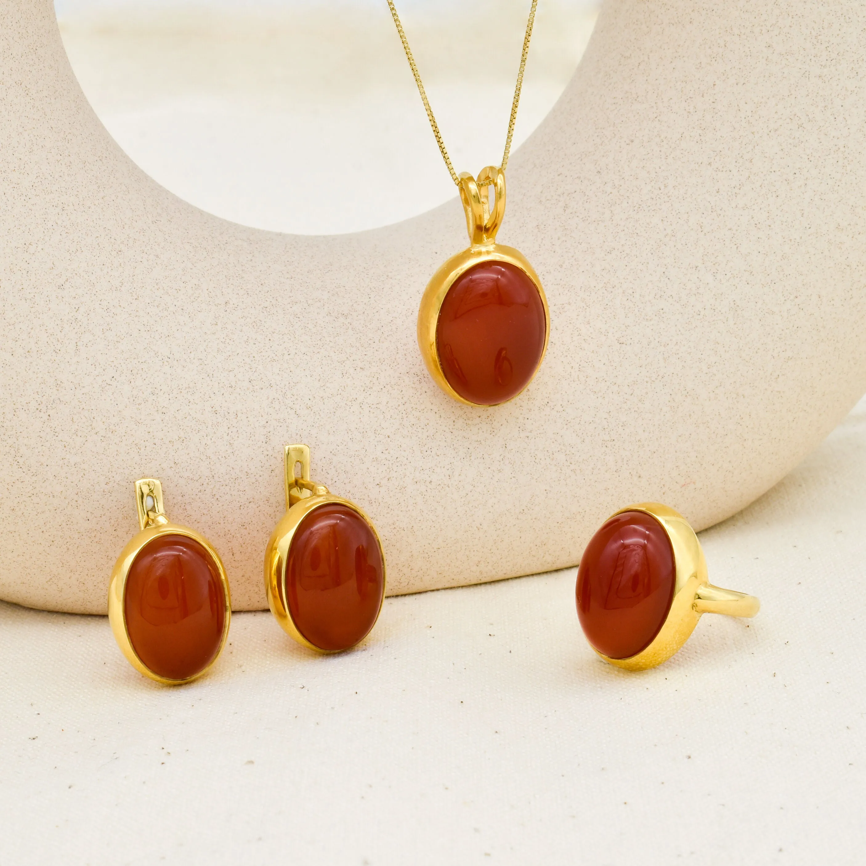 Gold Carnelian Earrings - Red AgateEarrings - Bezel Statement Earrings