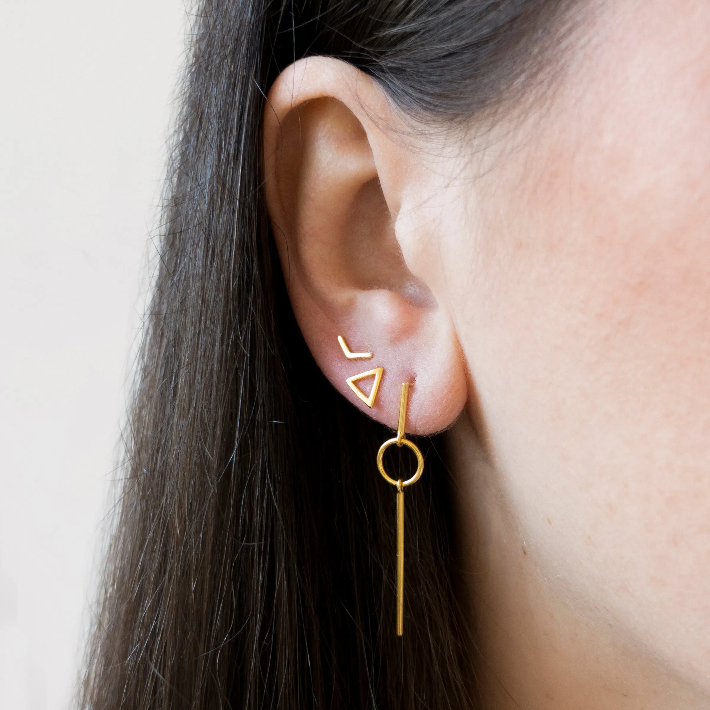 Gold Circle & Bar Earrings