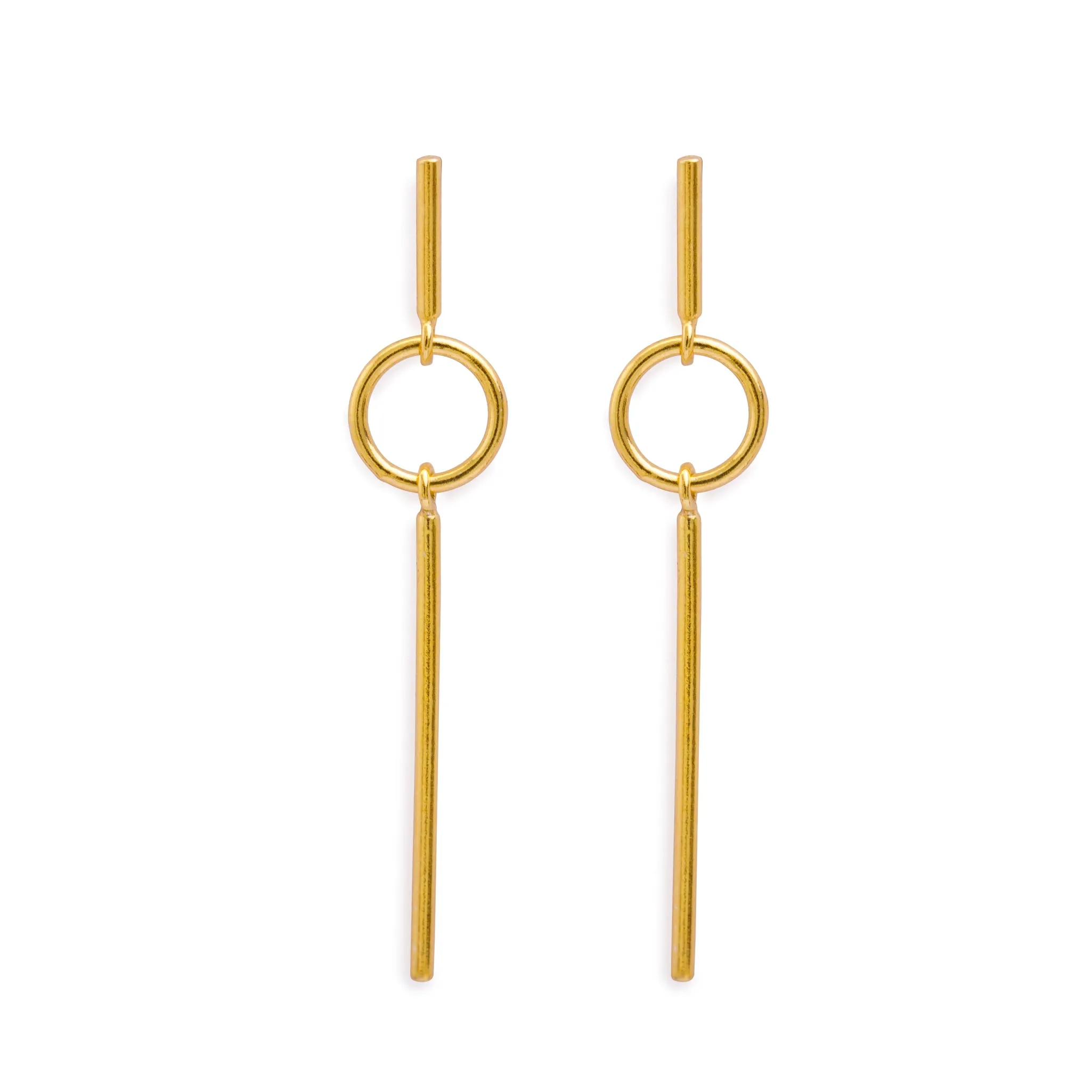 Gold Circle & Bar Earrings