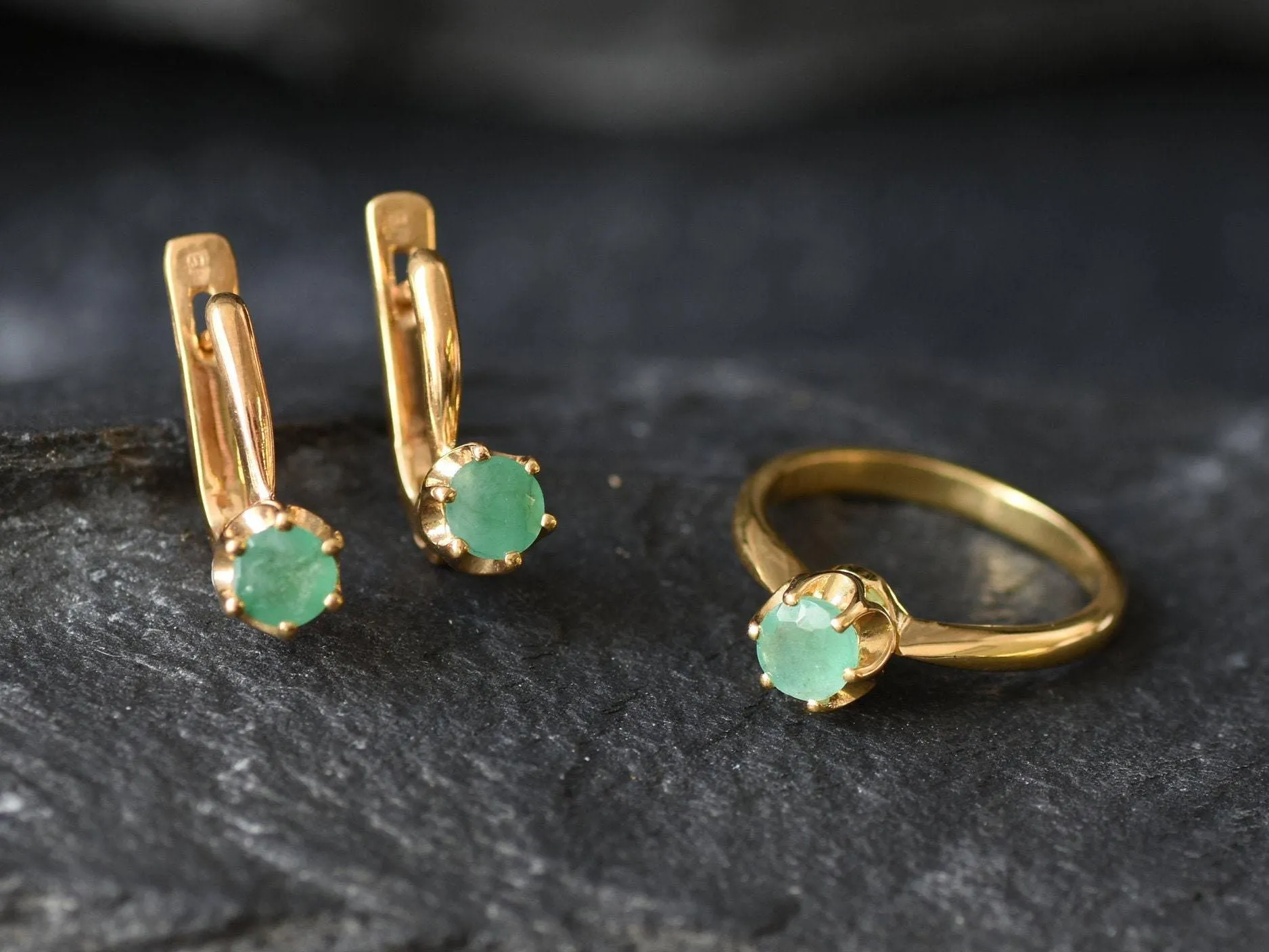 Gold Emerald Ring - Emerald Promise Ring, Dainty Emerald Ring