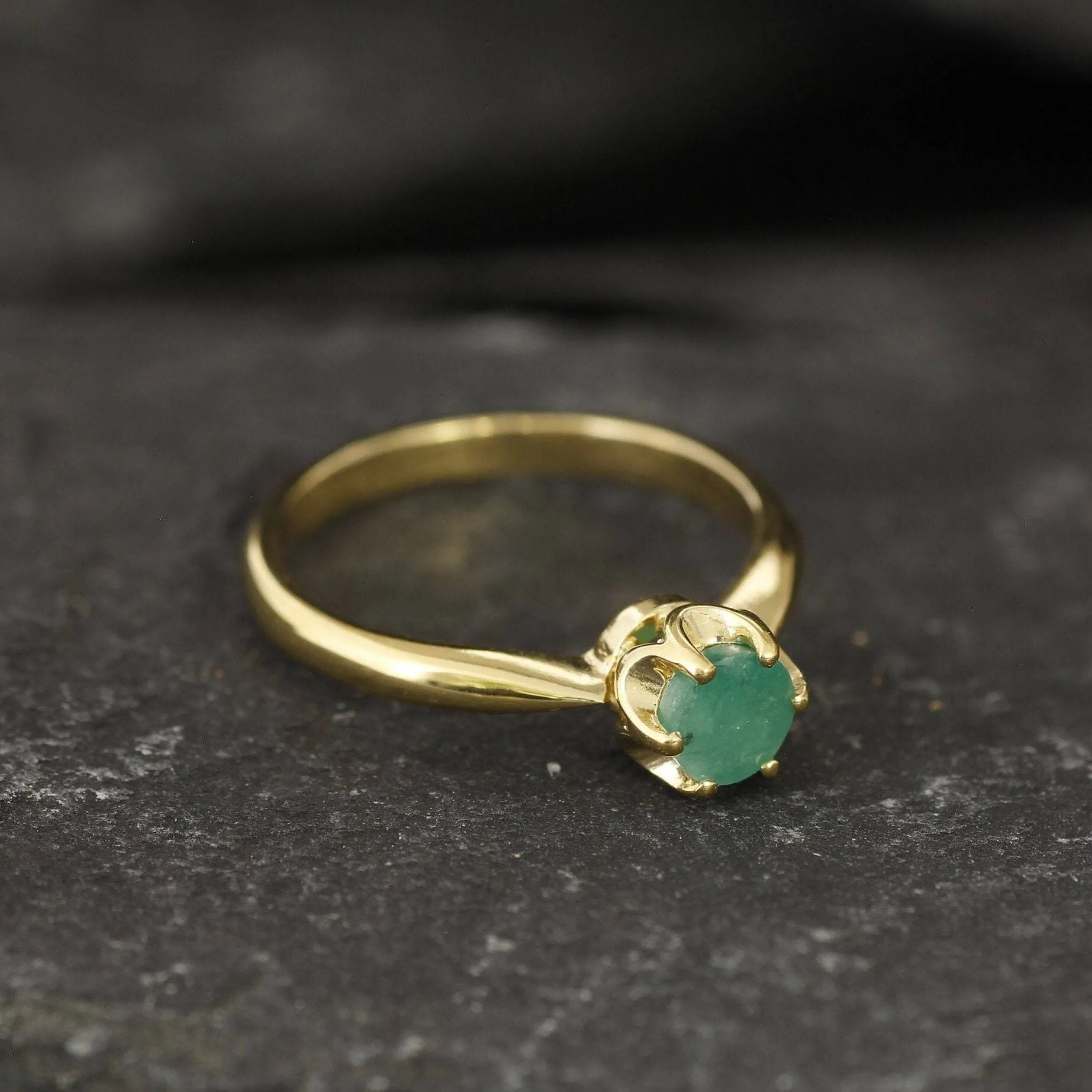 Gold Emerald Ring - Emerald Promise Ring, Dainty Emerald Ring