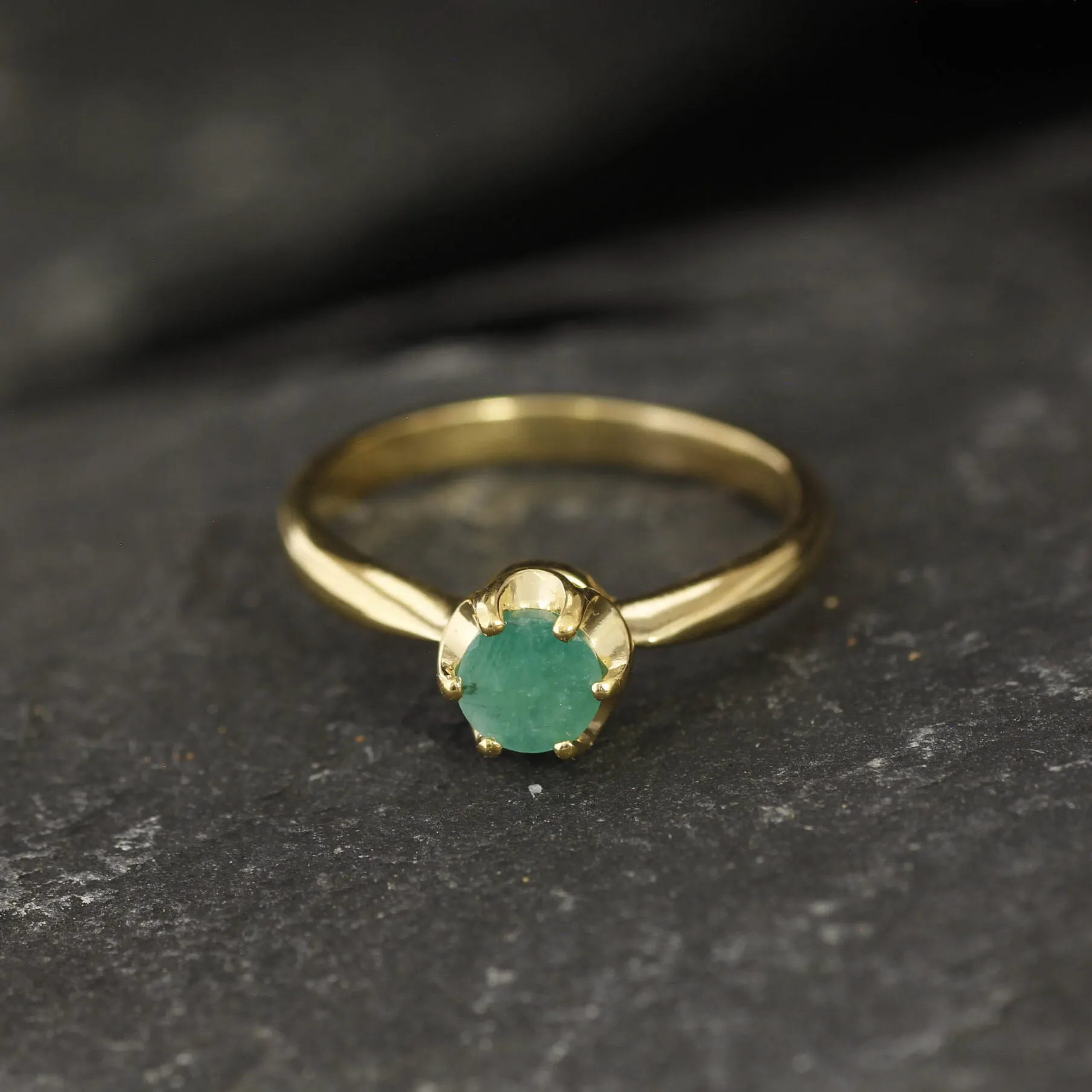 Gold Emerald Ring - Emerald Promise Ring, Dainty Emerald Ring