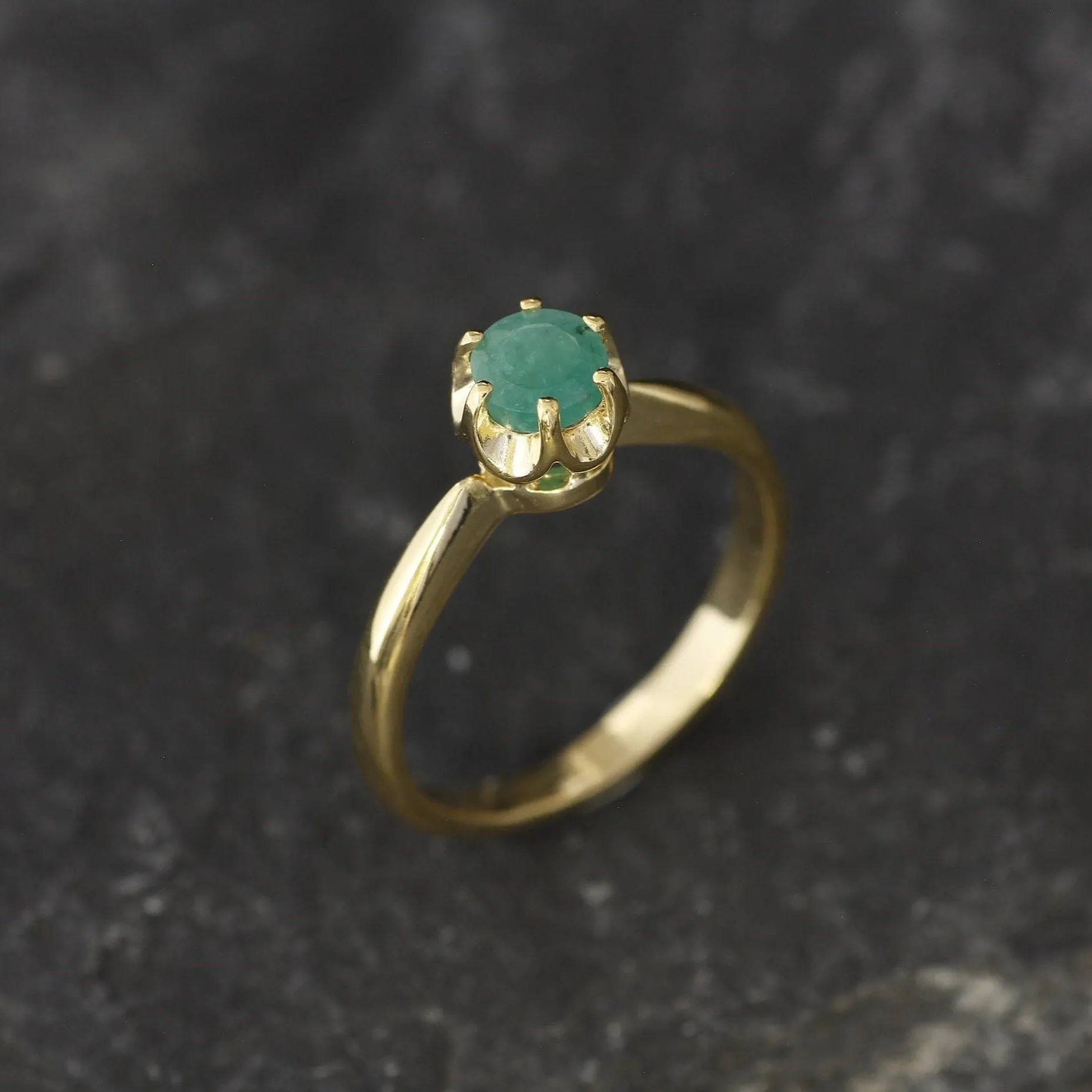 Gold Emerald Ring - Emerald Promise Ring, Dainty Emerald Ring