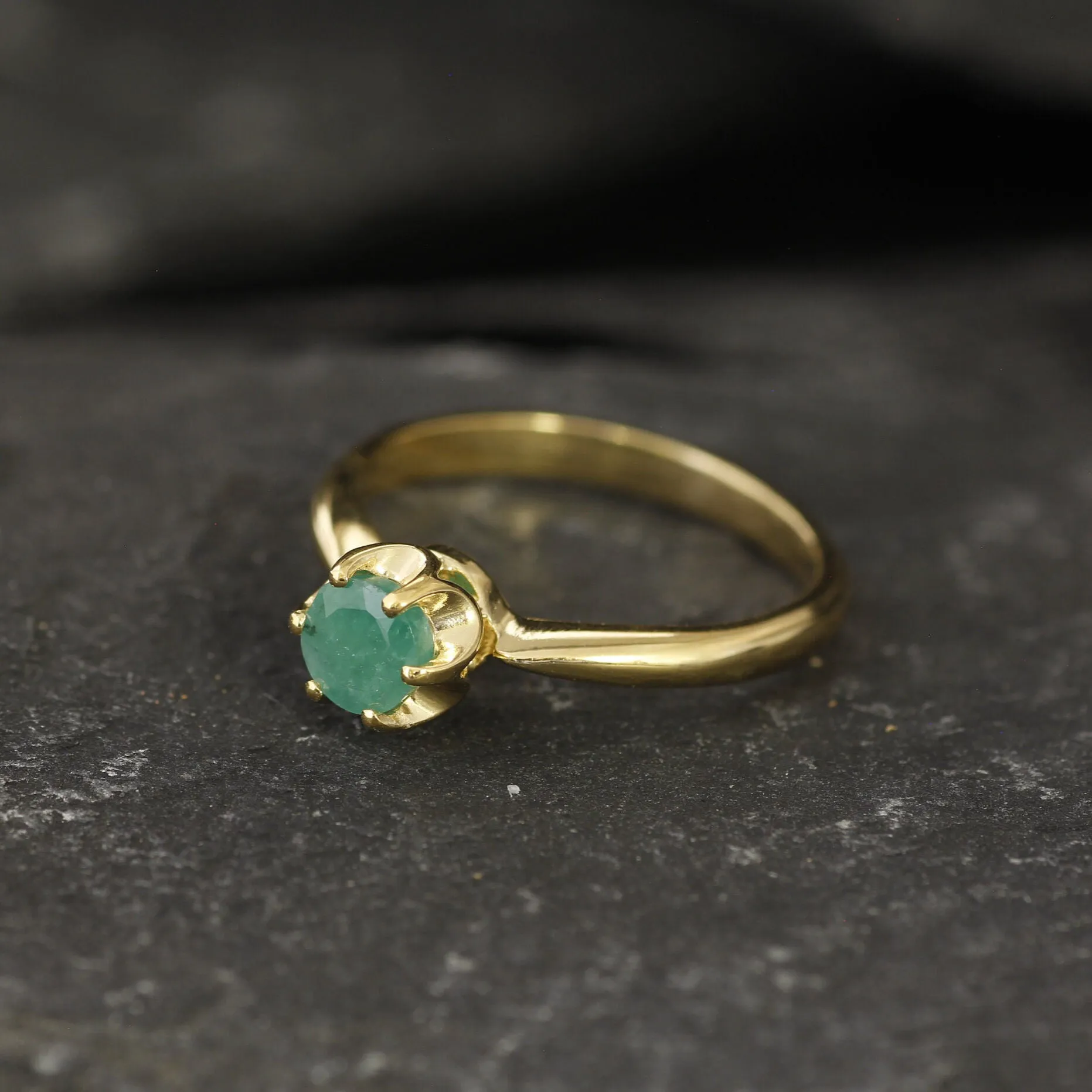 Gold Emerald Ring - Emerald Promise Ring, Dainty Emerald Ring