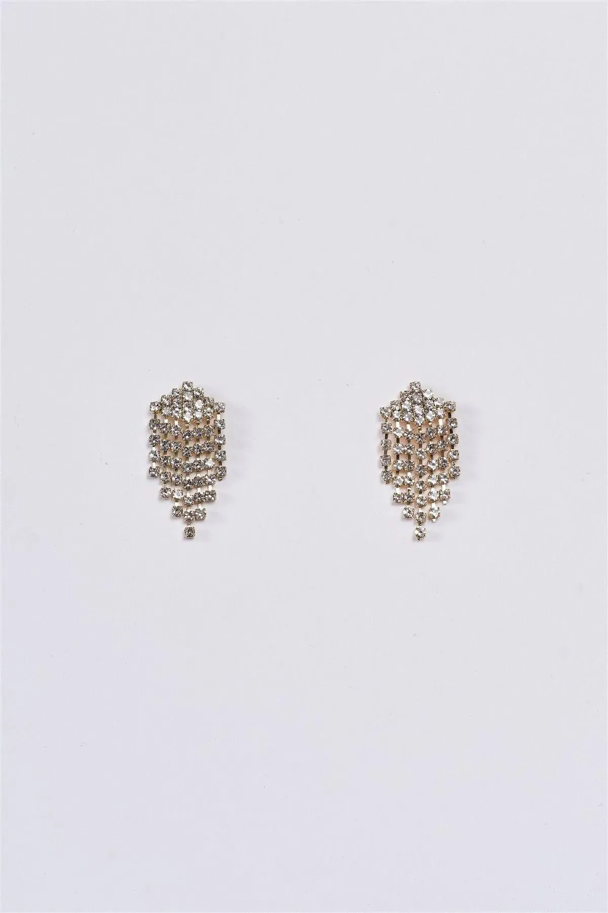 Gold Rhinestone Small Tassel Drop Earrings