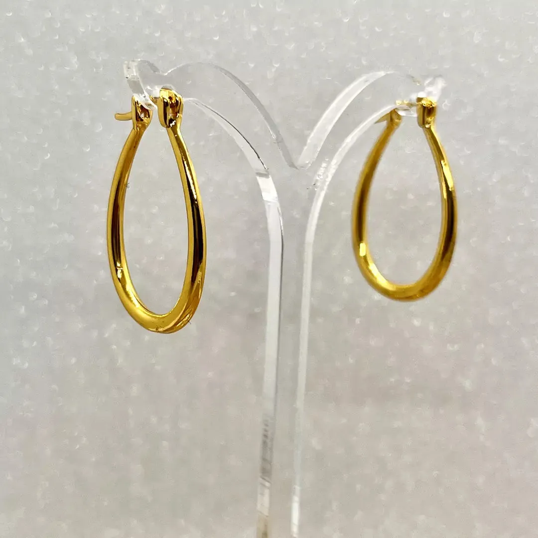 Golden Oval Hoop Earrings