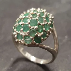 Green Sphere Ring - Genuine Emerald Ring - Vintage Statement Ring