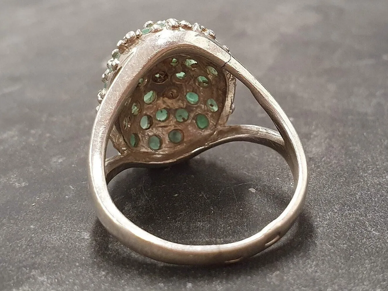 Green Sphere Ring - Genuine Emerald Ring - Vintage Statement Ring