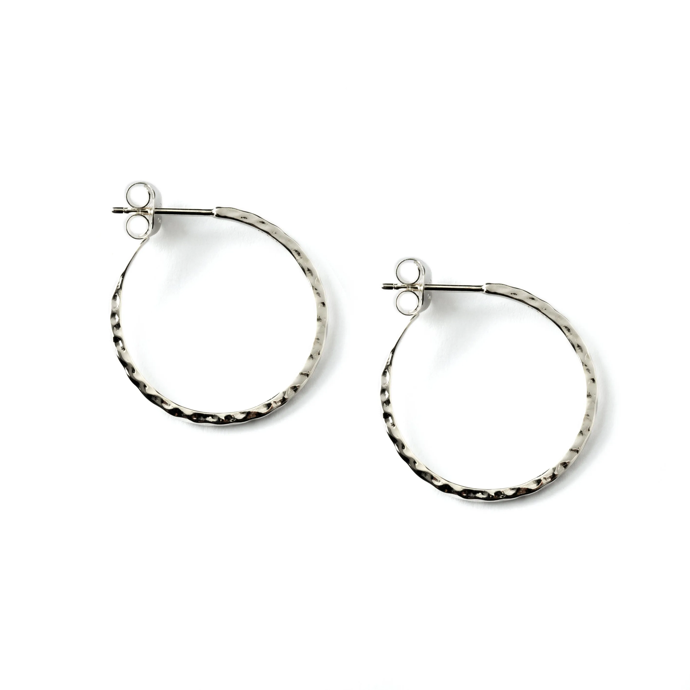 Hammered Silver Hoop Earrings