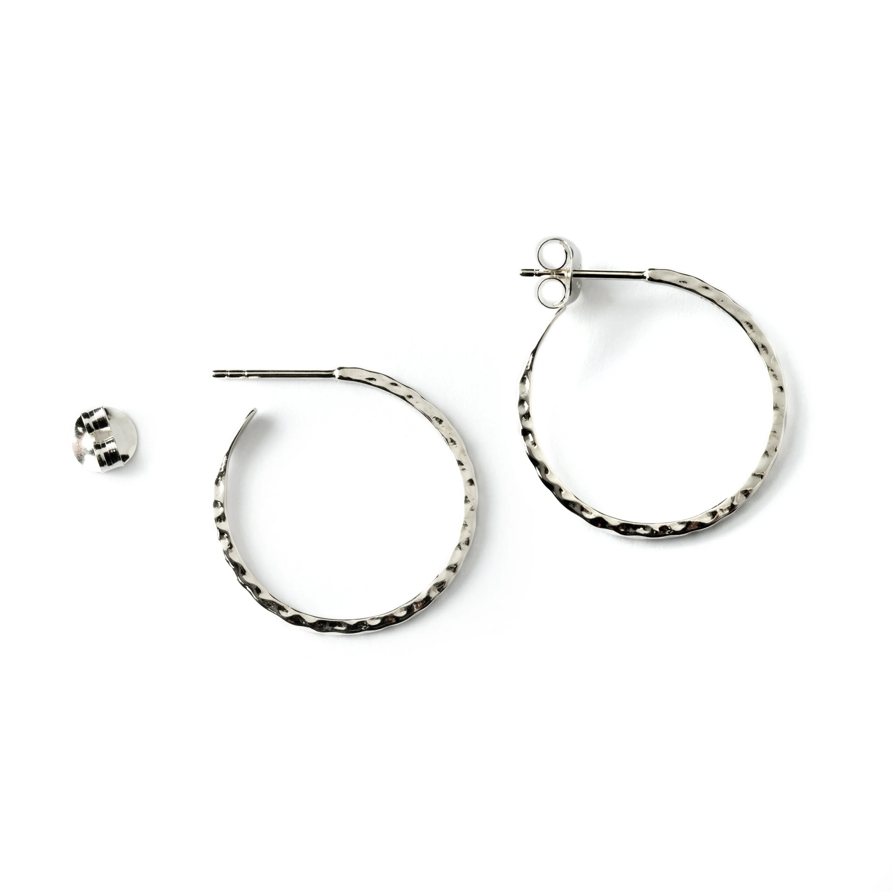 Hammered Silver Hoop Earrings