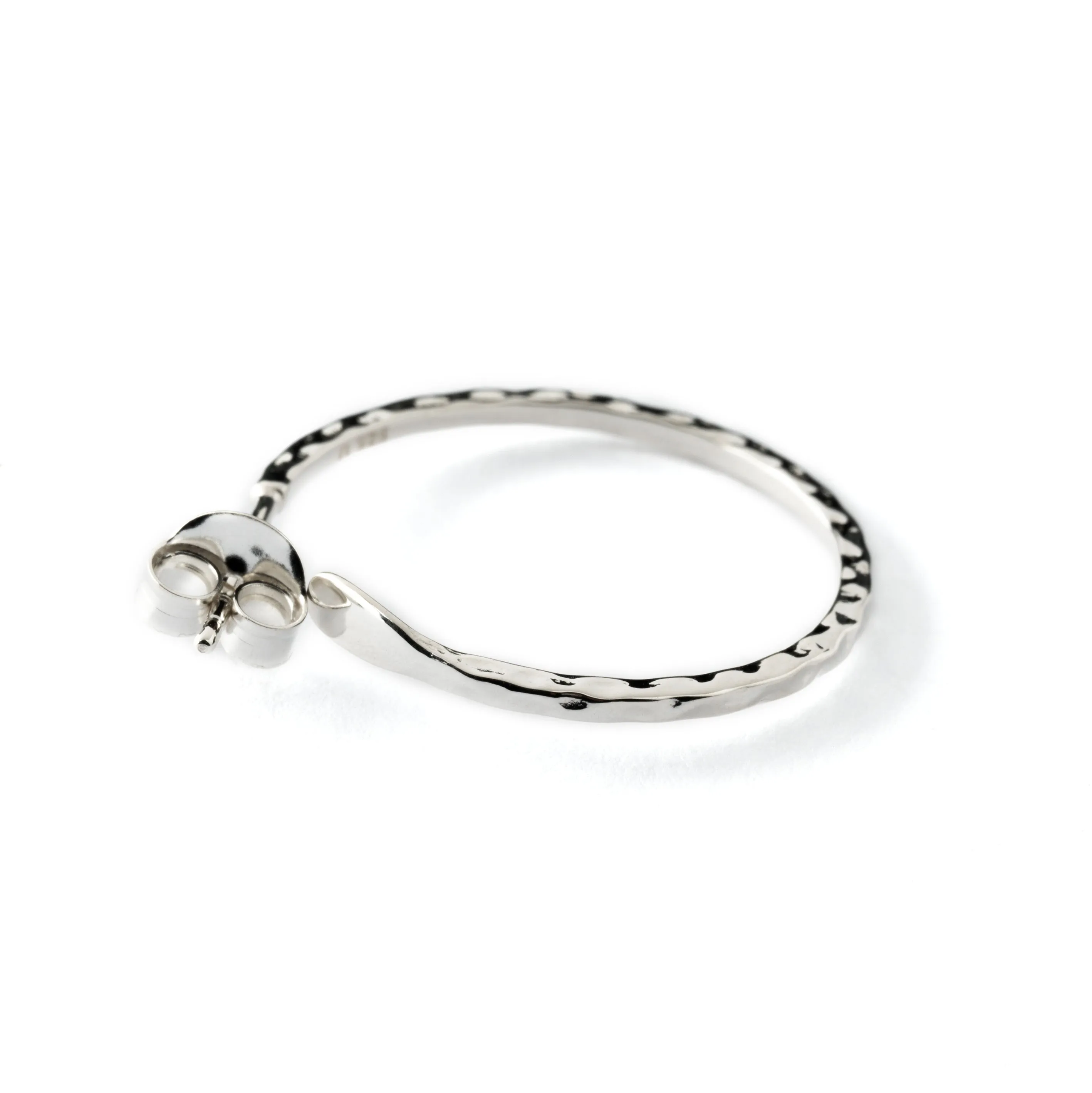 Hammered Silver Hoop Earrings
