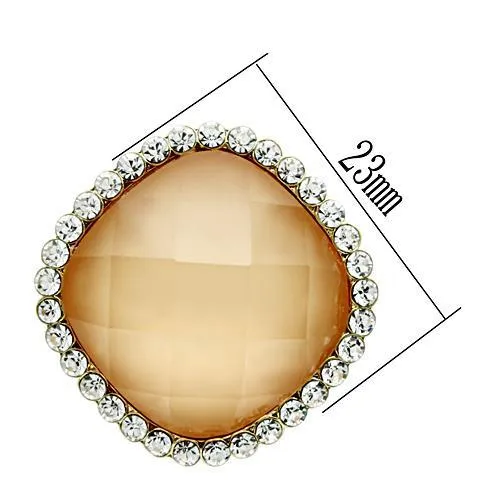 IP Gold(Ion Plating) Brass Earrings with Synthetic Synthetic Stone in Orange for Women Orange Stone Color Style GL345