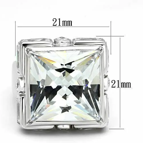 Jewellery Kingdom Sterling Silver Cocktail Ladies Princess Cut Simulated Diamonds Ring