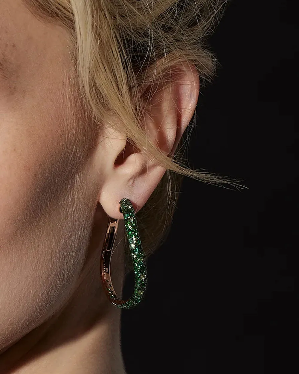 Julian Emerald Curved Hoop Earrings