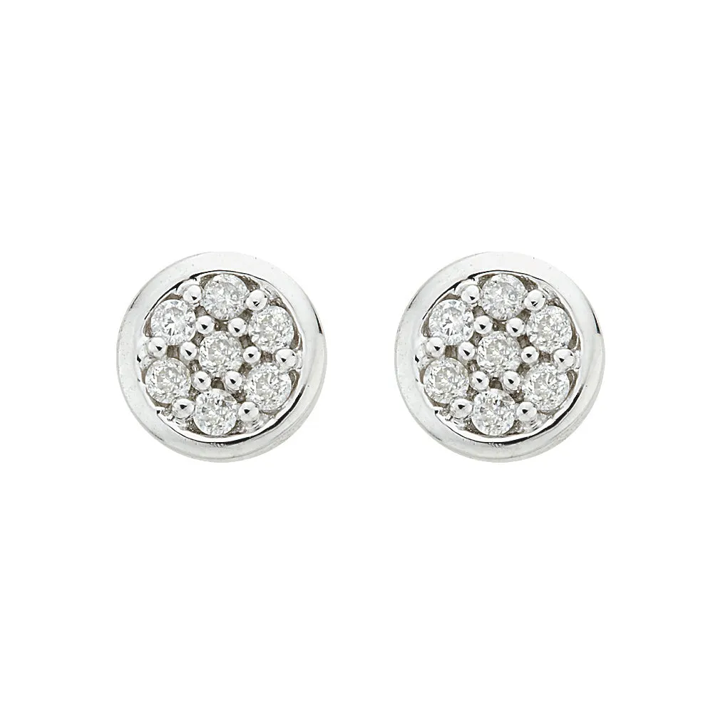 KATARINA Diamond Circle Cluster Earrings and Pendant with Box Chain, Set (1/6 cttw)