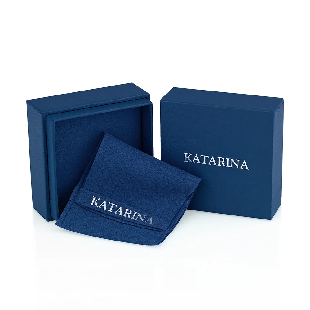 KATARINA Diamond Circle Cluster Earrings and Pendant with Box Chain, Set (1/6 cttw)