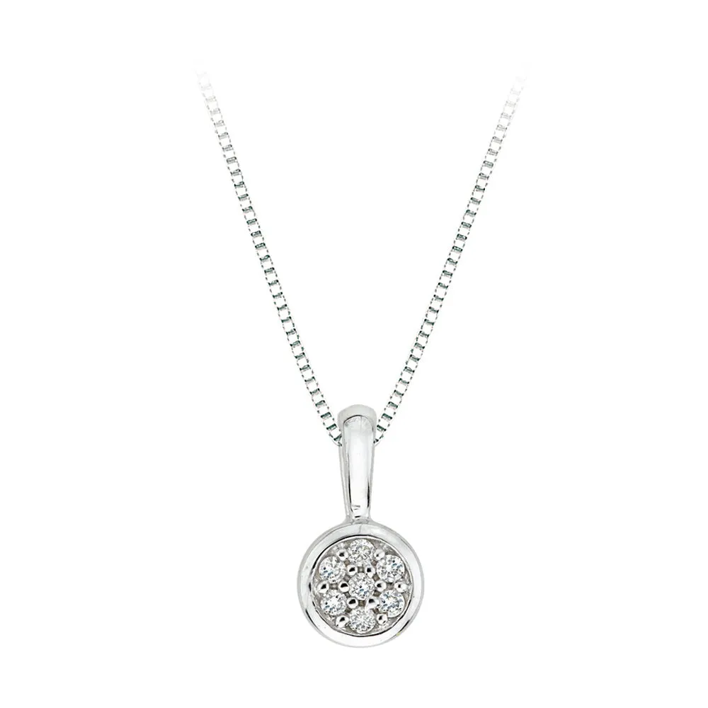 KATARINA Diamond Circle Cluster Earrings and Pendant with Box Chain, Set (1/6 cttw)