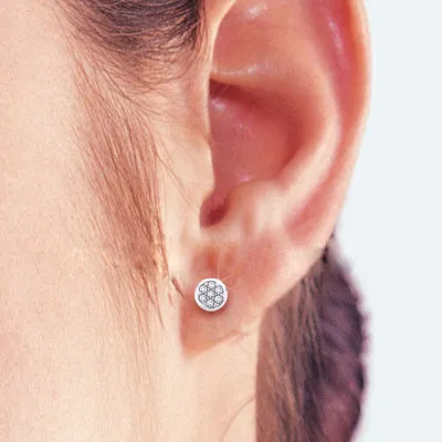 KATARINA Diamond Circle Cluster Earrings and Pendant with Box Chain, Set (1/6 cttw)