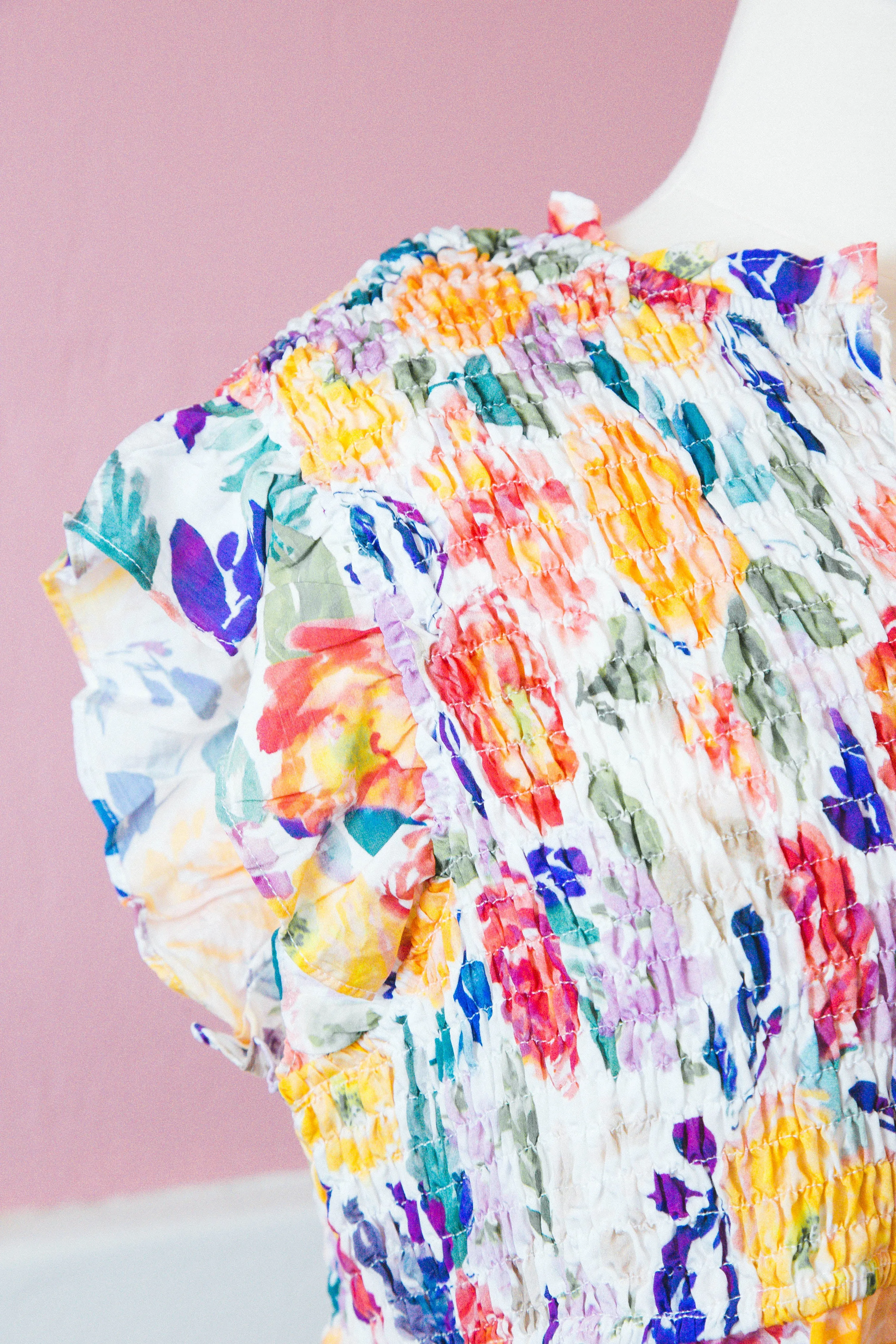 Keira Smocked Tassel Top, Lavender Mix | Plus Size