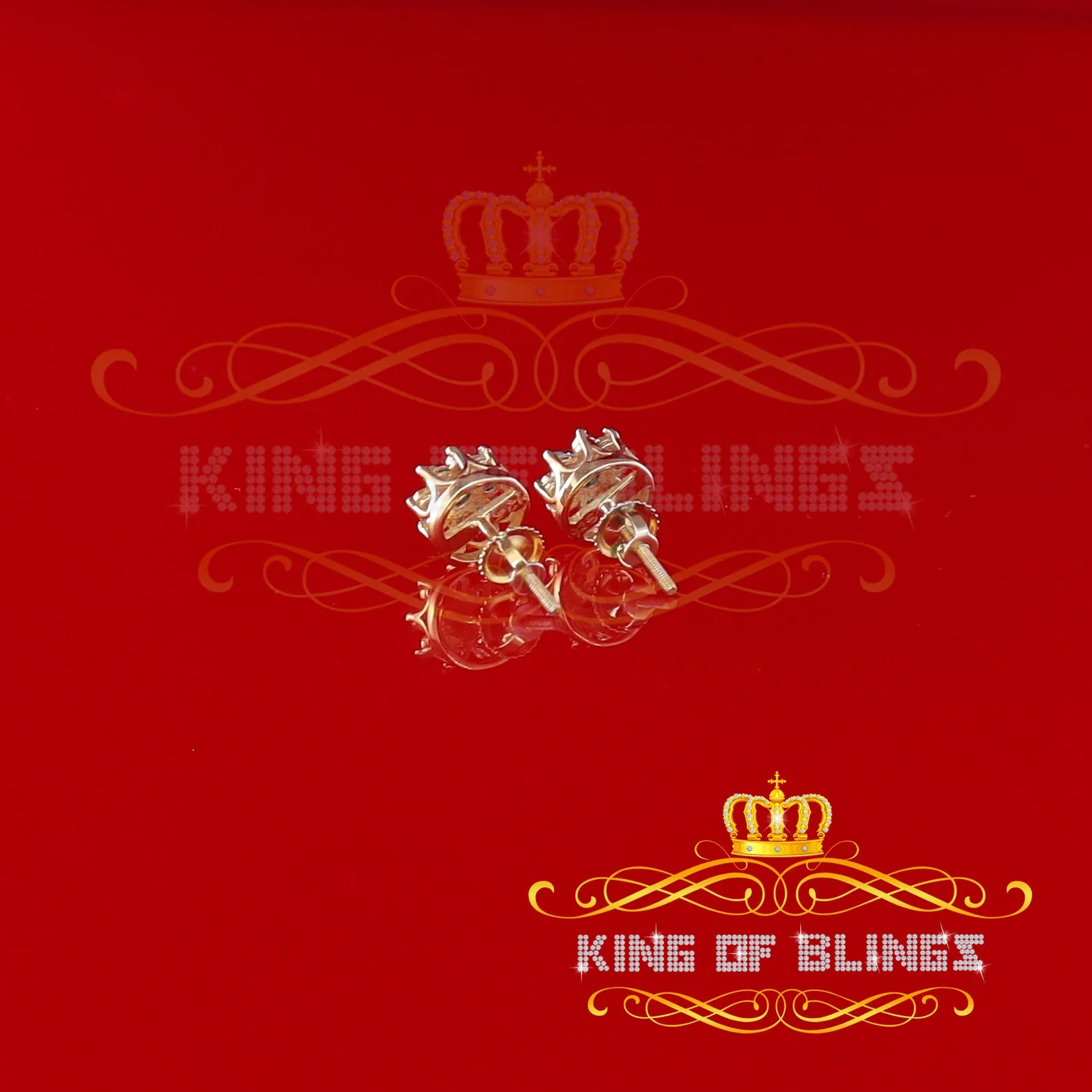 King of Blings-0.05ct Diamond 925 Sterling Silver Yellow For Men's & Women's Floral Earrings