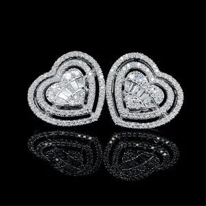 Large Heart Halo Diamond Earrings 14kt