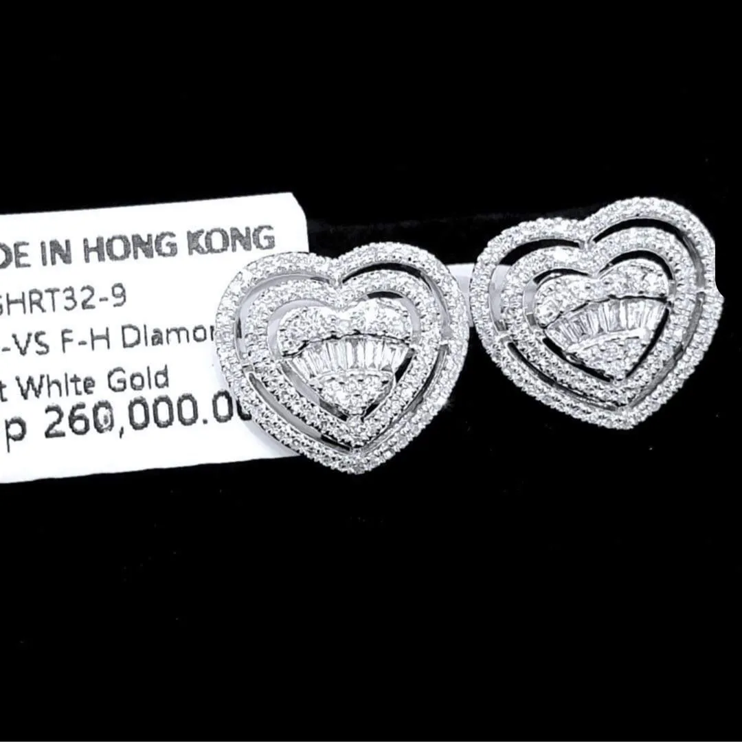 Large Heart Halo Diamond Earrings 14kt