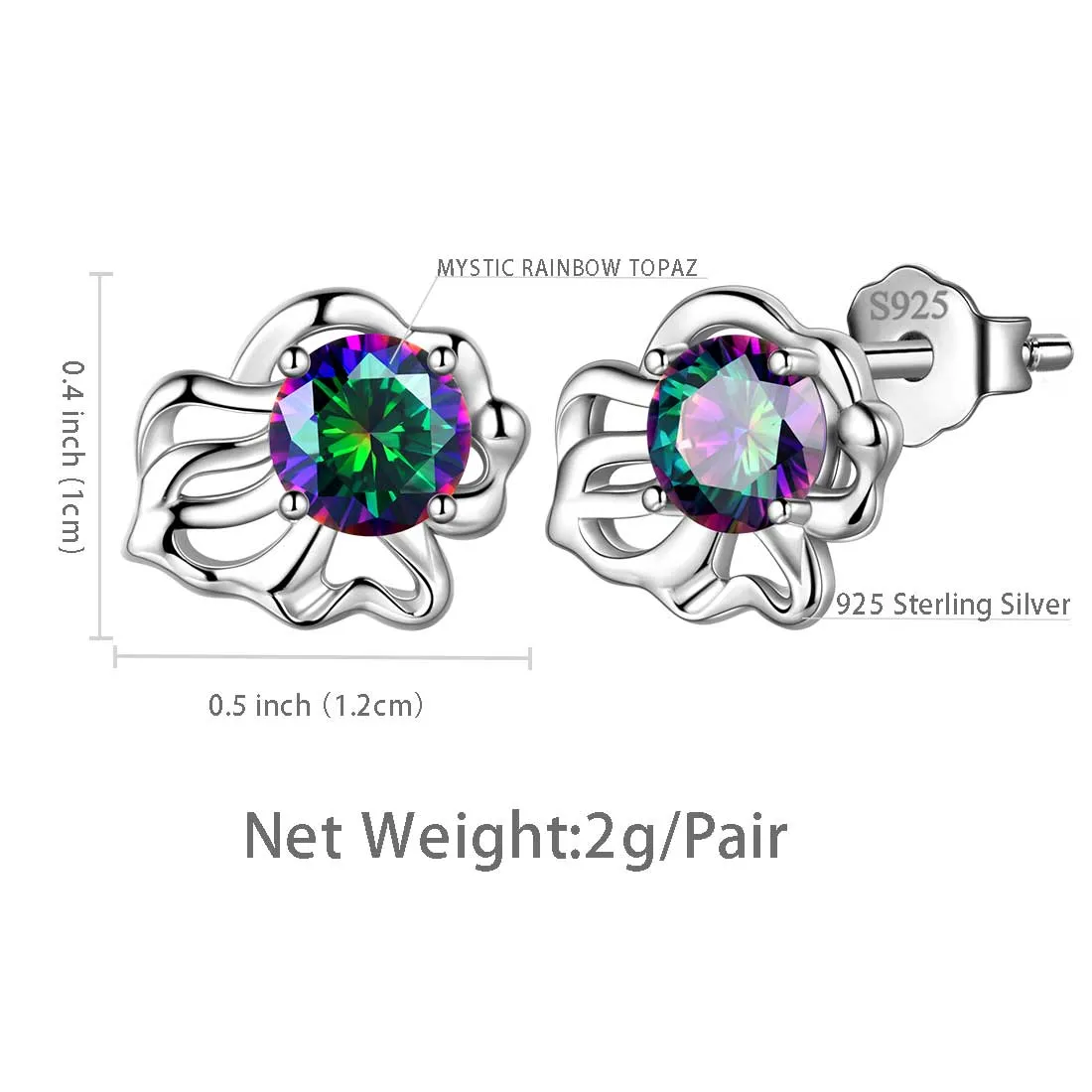 Leo Stud Earrings Women Girls Constellation Jewelry Mystic Topaz Sterling Silver