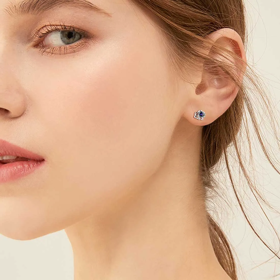 Leo Stud Earrings Women Girls Constellation Jewelry Mystic Topaz Sterling Silver
