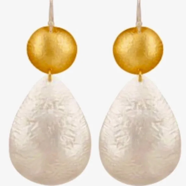 Lightweight Hammered Two-Tone Silver and Gold Dangle Earrings 2”