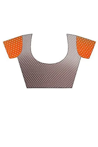Livie Women's Georgette Sarees Party Wear/Fancy Georgette Sarees/Printed Georgette Sarees - Lead Grey &amp; Tangerine