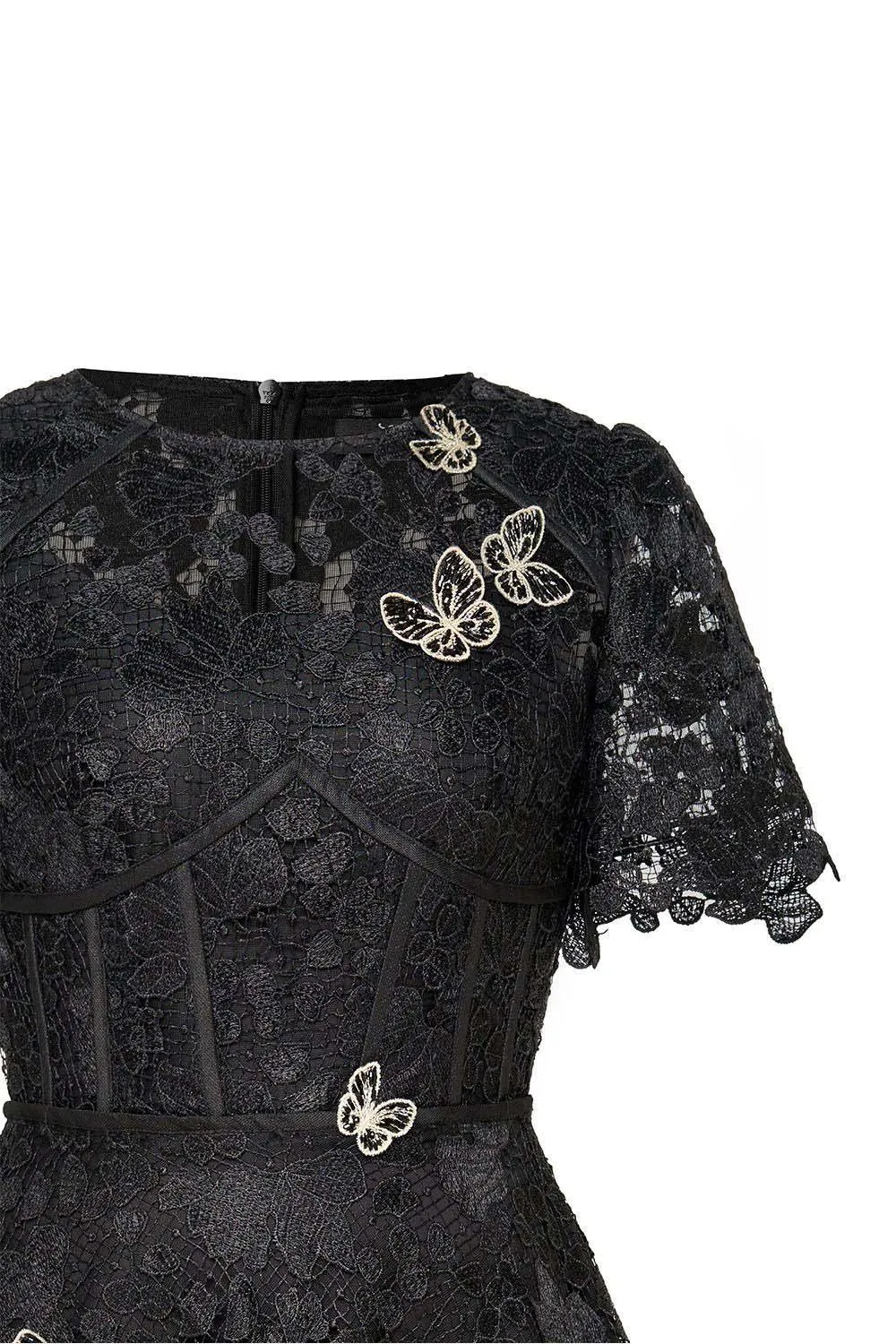 Lorraine A-line Embroidered Lace Midi Dress
