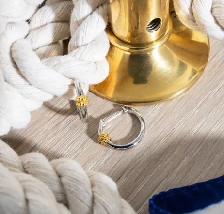 Marina Rope Bar Golden Hinged Hoop Earrings