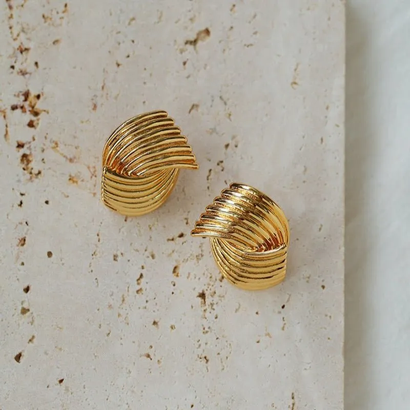 Metallic Striped Texture Twisted Earrings
