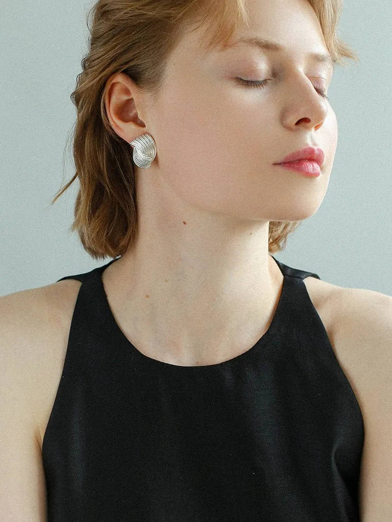 Metallic Striped Texture Twisted Earrings