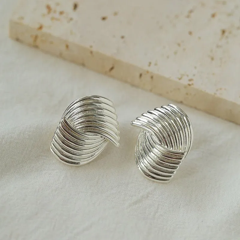 Metallic Striped Texture Twisted Earrings