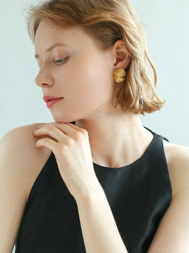 Metallic Striped Texture Twisted Earrings