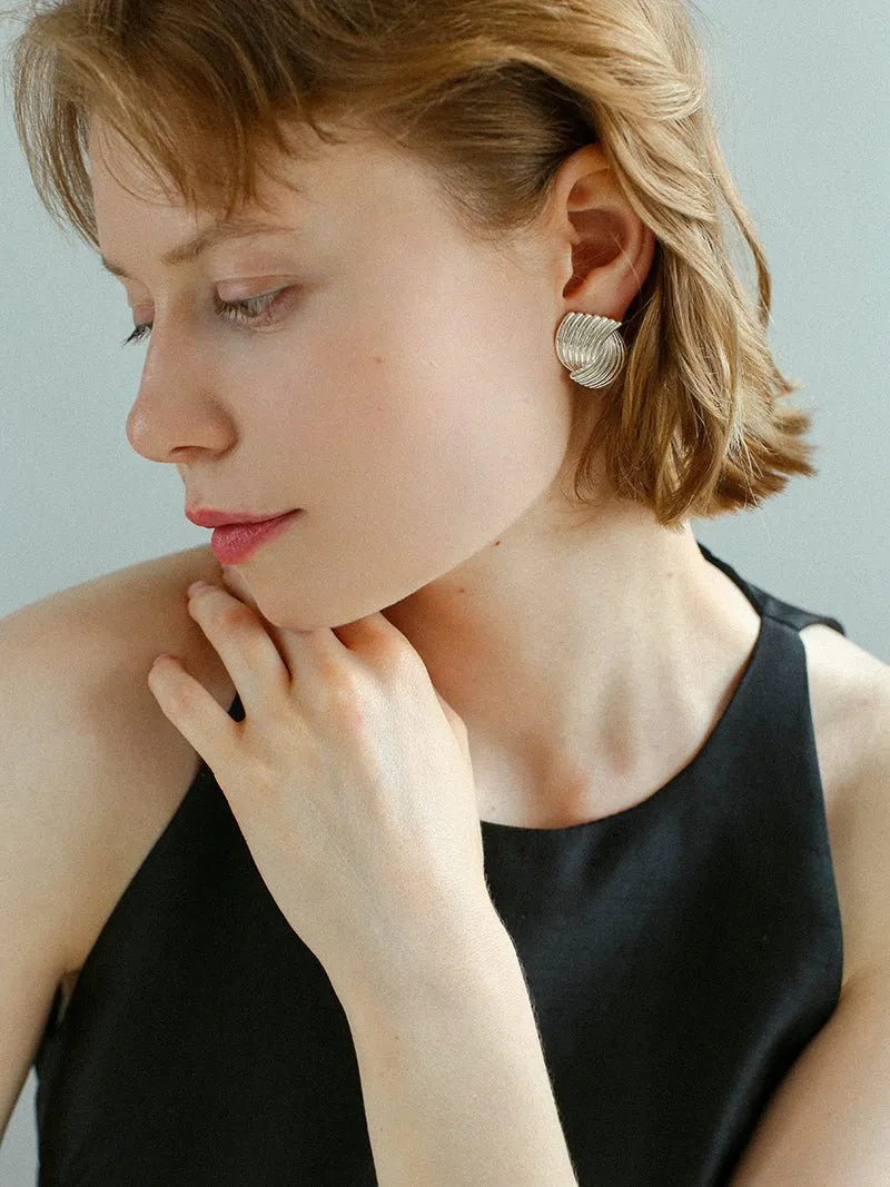 Metallic Striped Texture Twisted Earrings