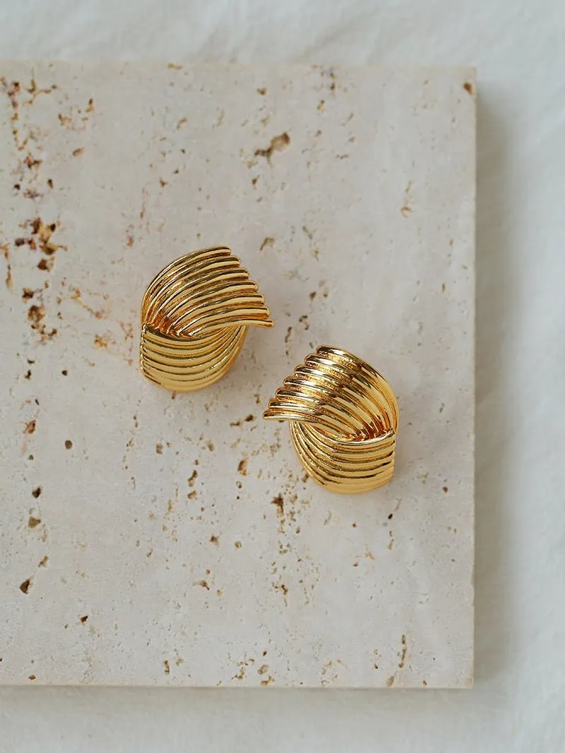 Metallic Striped Texture Twisted Earrings