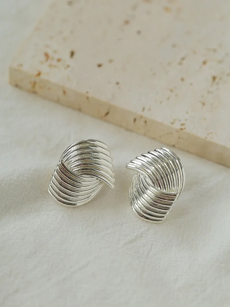 Metallic Striped Texture Twisted Earrings