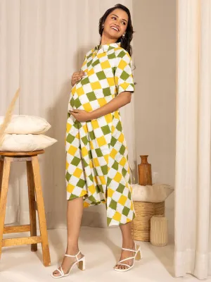 Multicolour Cotton Geometric Printed A-Line Dress