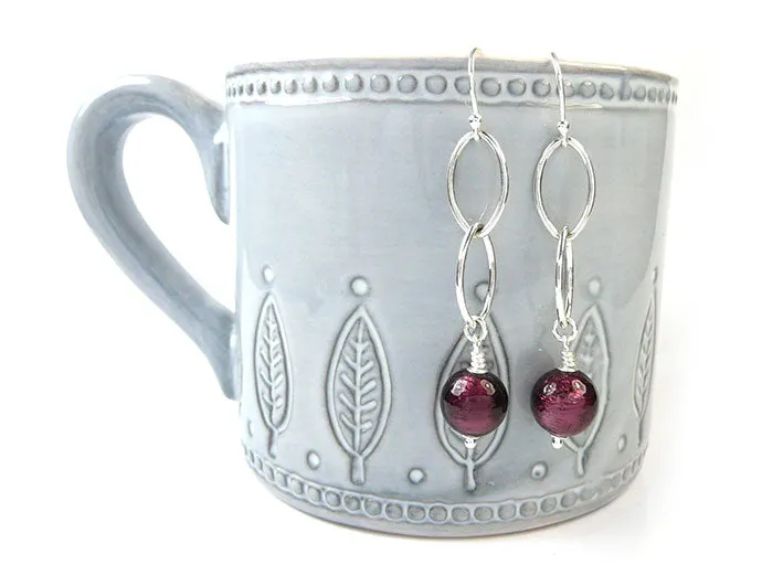 Murano Glass Ellisse Earrings - Burgundy