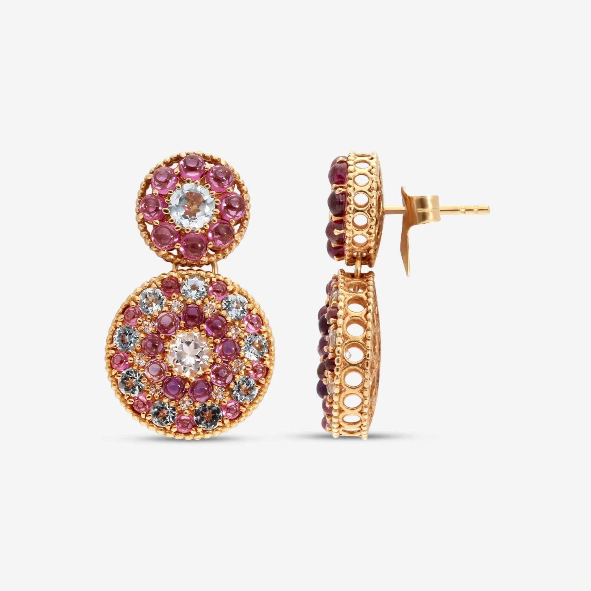 Nanis 18K Yellow Gold Multi-Stone Drop Earrings OA12-560