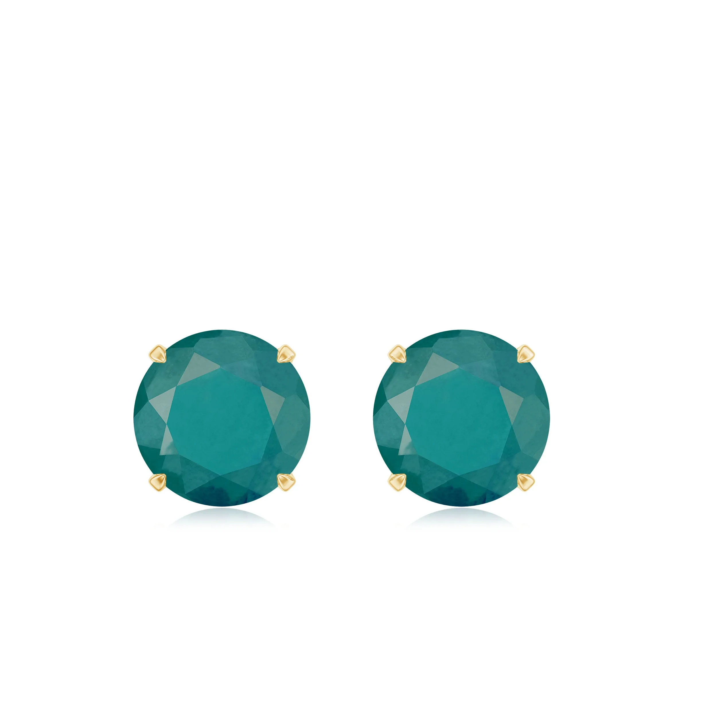 Natural Emerald Solitaire Stud Earrings