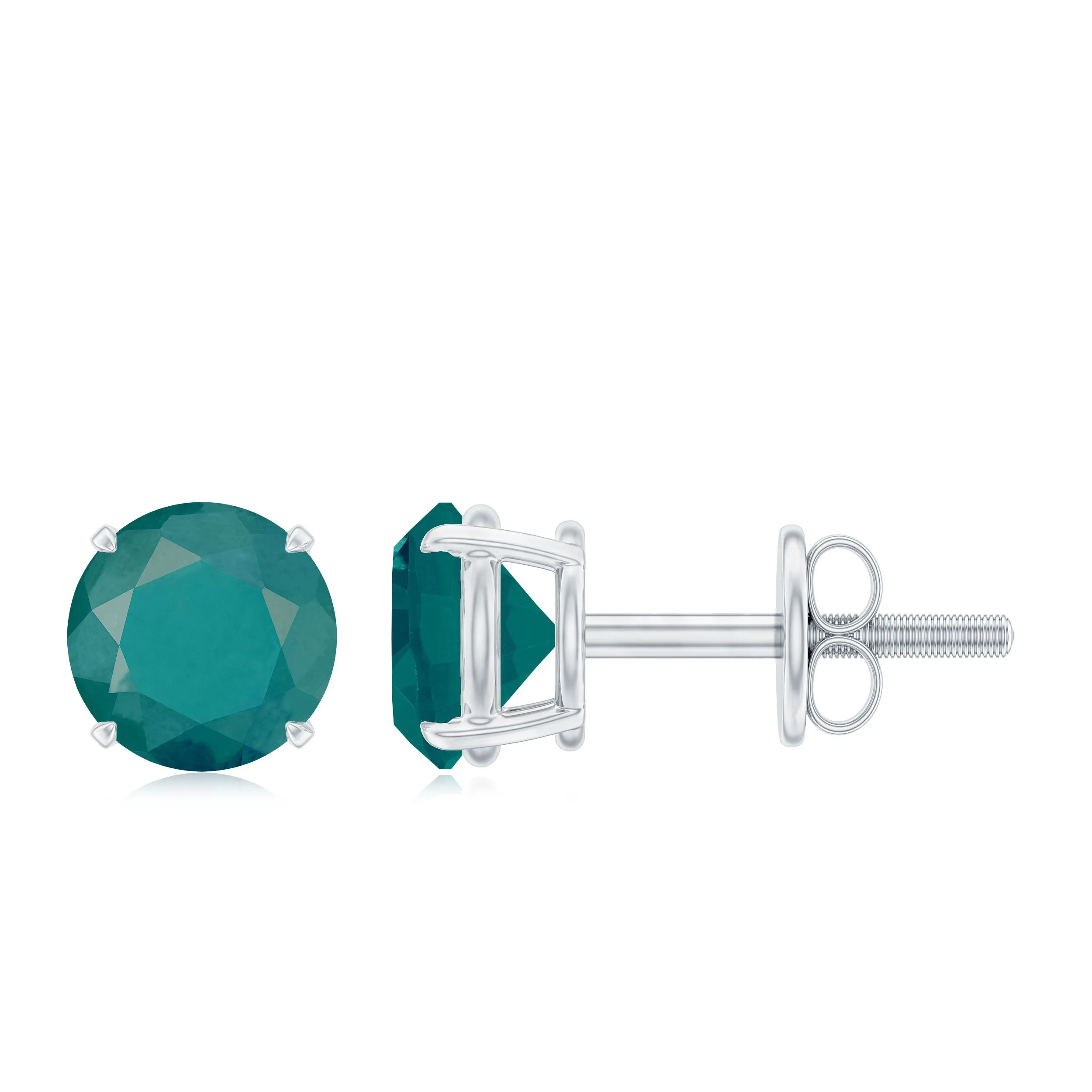 Natural Emerald Solitaire Stud Earrings