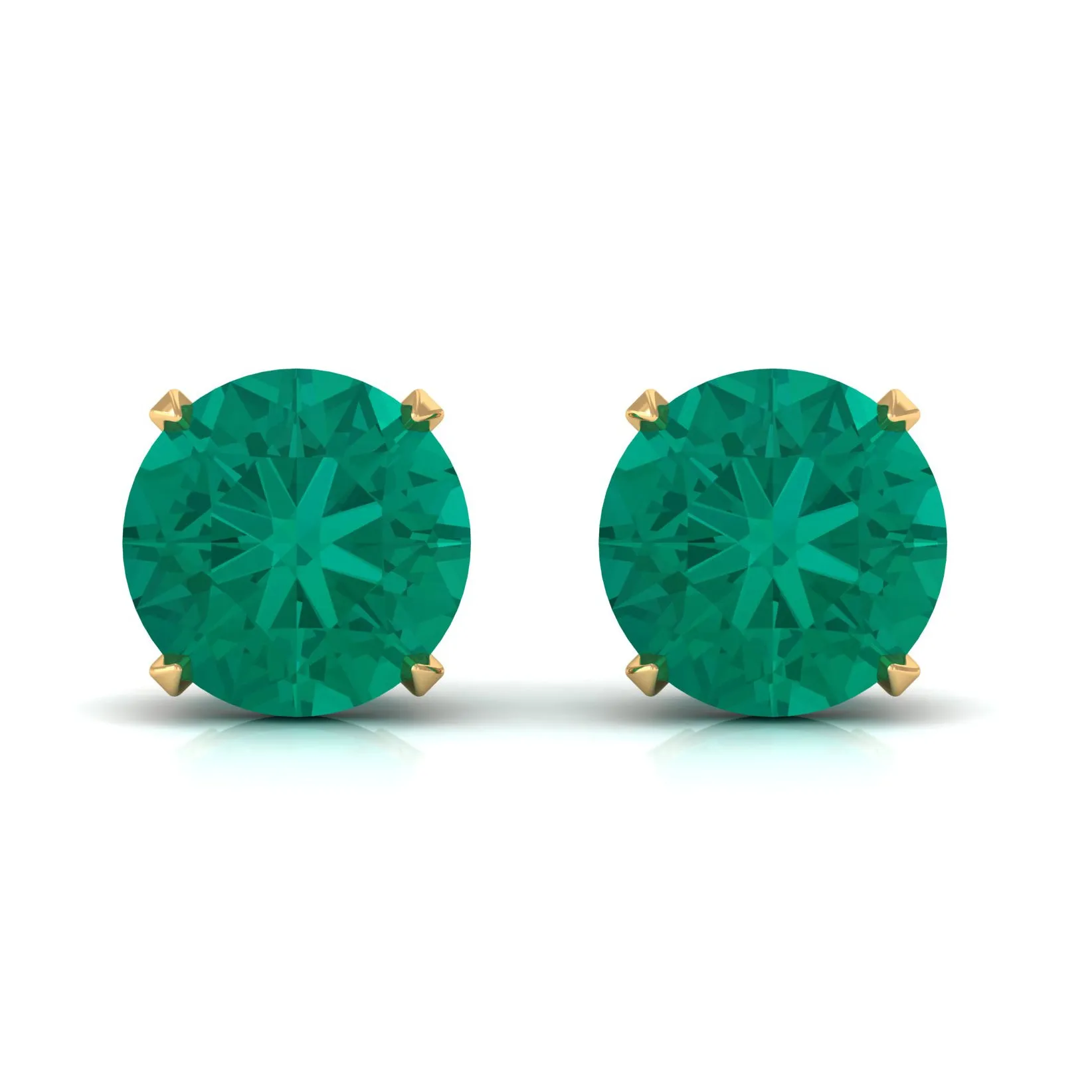 Natural Emerald Solitaire Stud Earrings