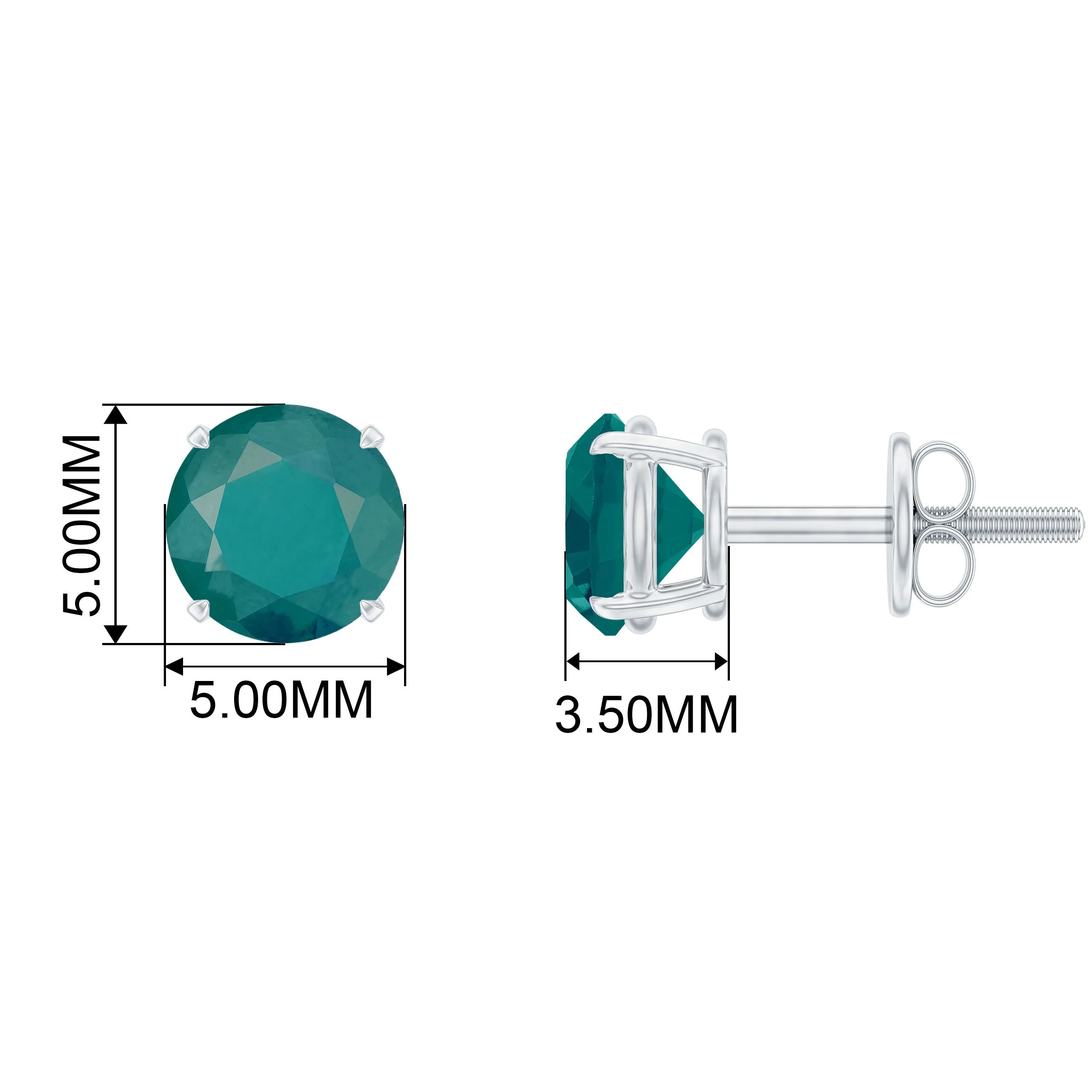 Natural Emerald Solitaire Stud Earrings