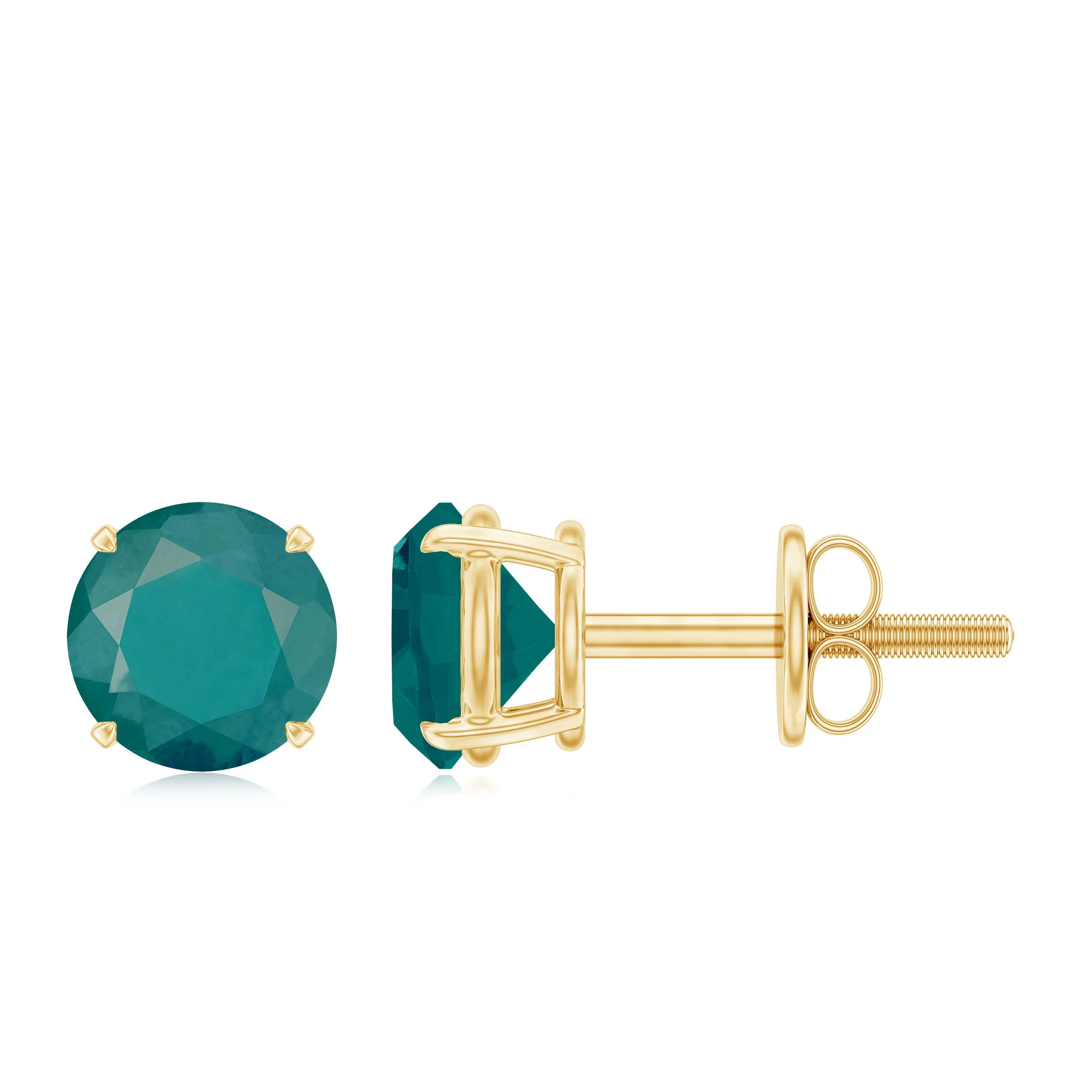 Natural Emerald Solitaire Stud Earrings