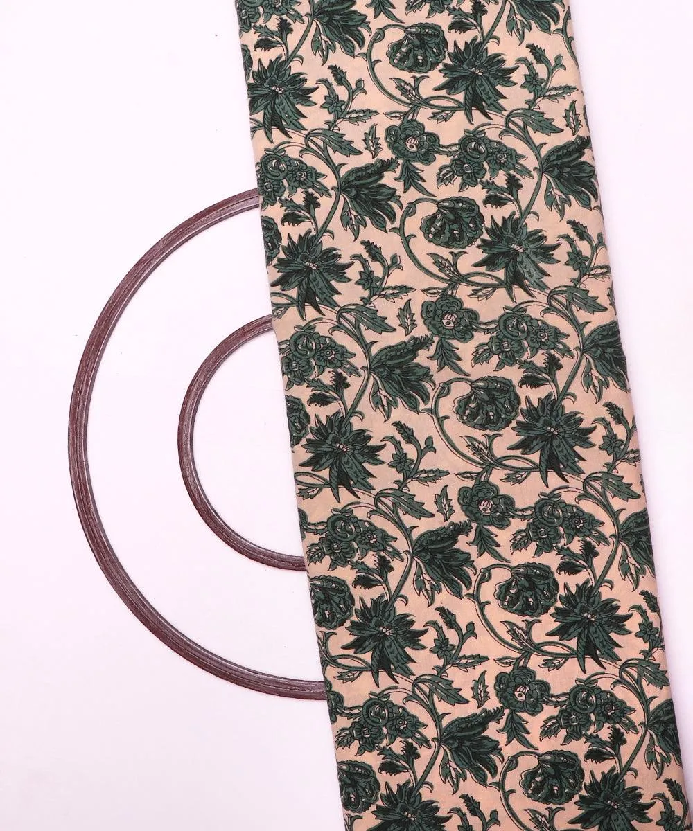 Off-white Block Print Rayon Fabric