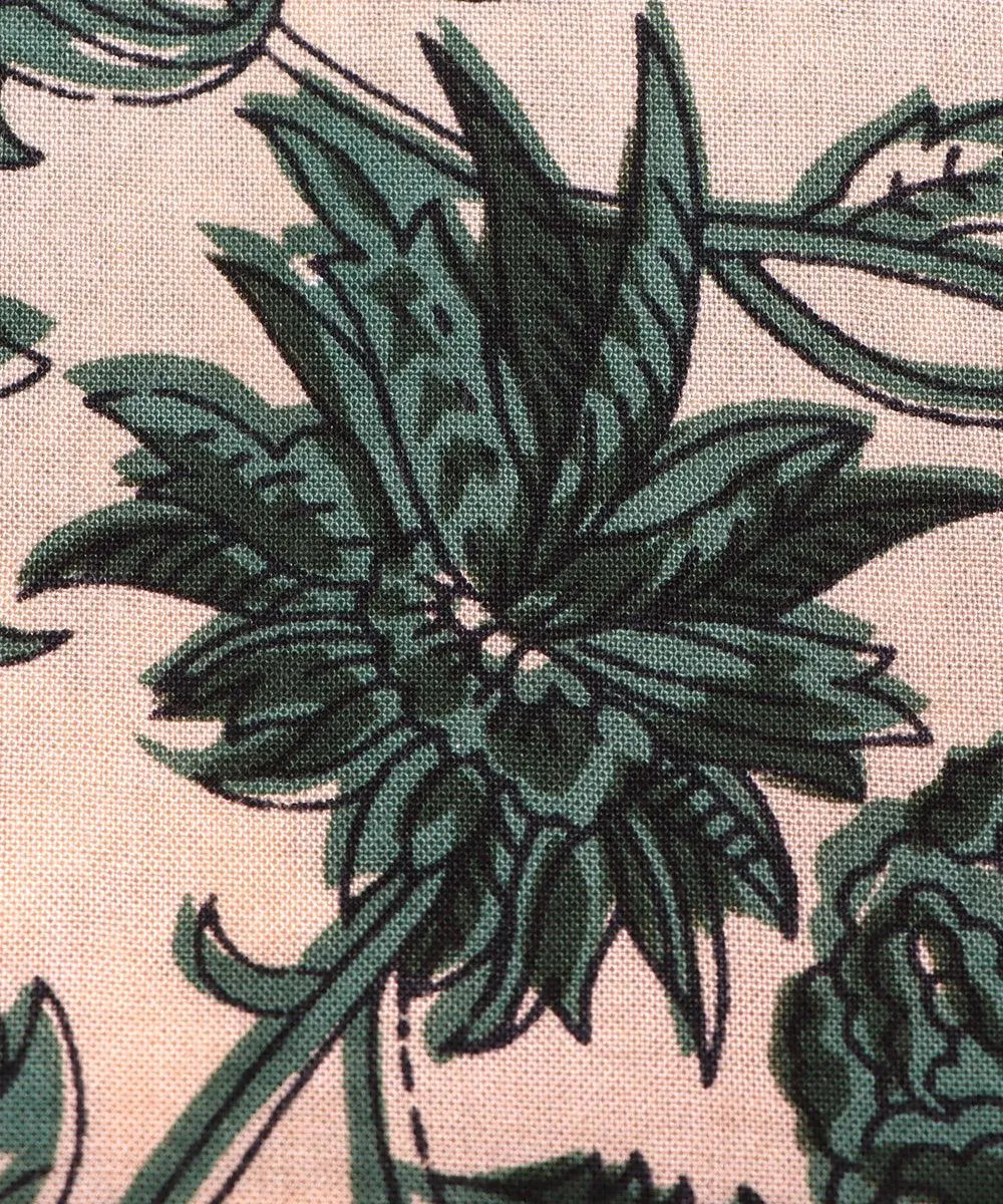Off-white Block Print Rayon Fabric